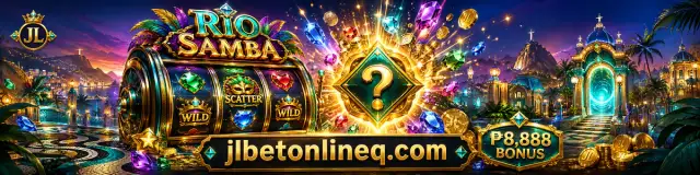 JLBET Slots category banner with reel imagery in sapphire and casino-gold styling