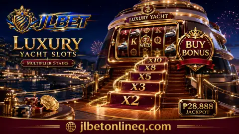 JLBET blue and gold slot reels showing the symbol cast during the later reel sequence