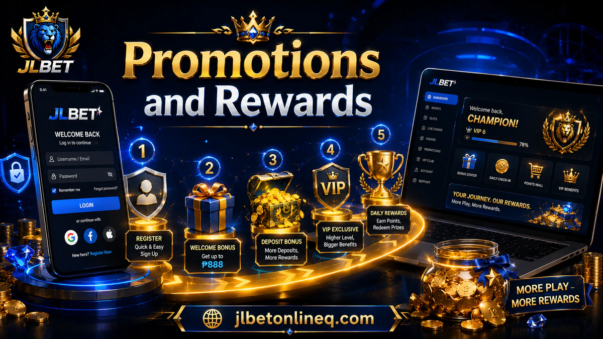 JLBET Promotion feature artwork framed in sapphire and gold